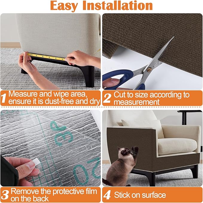 Cat Scratch Protectors for Furniture - 40" x 15.8" Trimmable Self-Adhesive Cats Claws Scratch Pads, Cat Climbing Couch Protector for Protecting Furniture Couch Chair Sofa Cats Pet Gift (Brown)