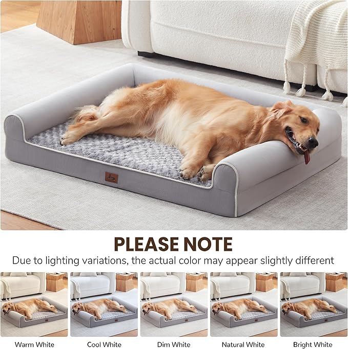 Large Dog Beds Large Sized Dogs, Orthopedic XXL XL Dog Bed for Medium Size Dogs, Big Waterproof Couch Sofa with Removable Washable Cover for Pet, Light Grey, 36"*27"*6.5"
