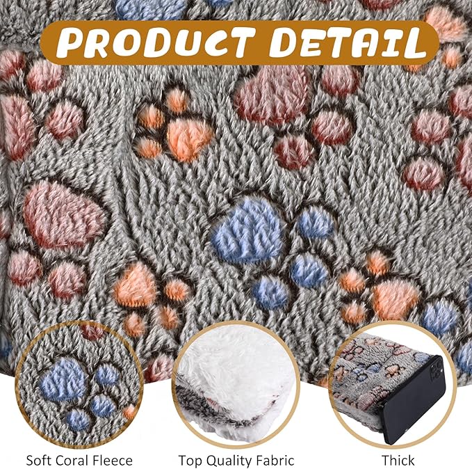 Tuanse 4 Pack Ultra Soft Dog Cat Bed Mat Small Animal Guinea Pig Bed with Cute Print Reversible Fleece Dog Crate Kennel Pad Cozy Washable Thickened Hamster Pet Beds Mat(21 x 14 Inches,Gray)