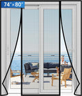 Magnetic Screen Door Upgraded PET Mesh Stronger Than Fiberglass and Polyester,Hands Free,Keeps Bugs Out,Pet & Kid Friendly,Suitable for Sliding Door,Large Patio Door and French Door-74''x80''