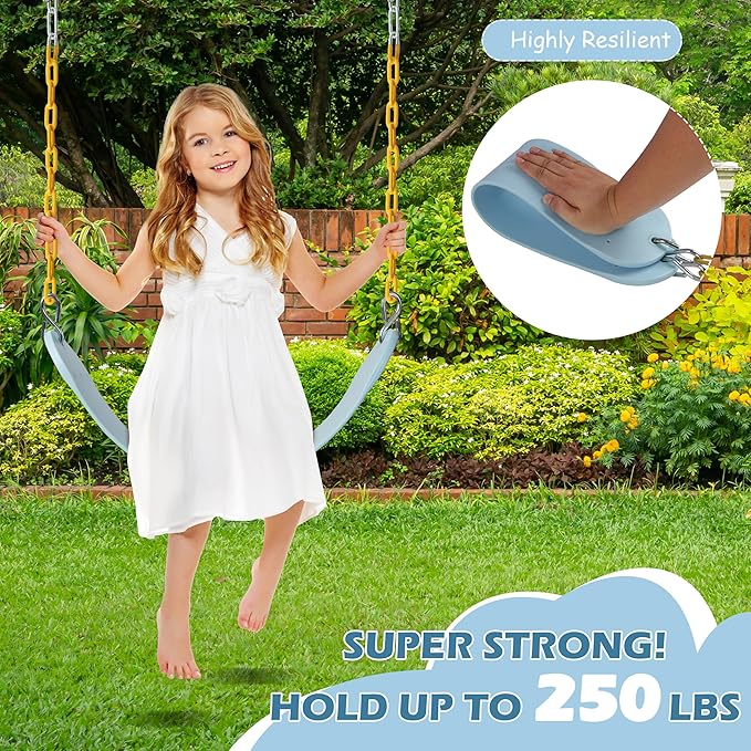 Sunnyglade 2PCS Swings Seats Heavy Duty with 66" Chain, Playground Swing Set Accessories Replacement with Snap Hooks, Support 250lb (2, Pastel Blue)