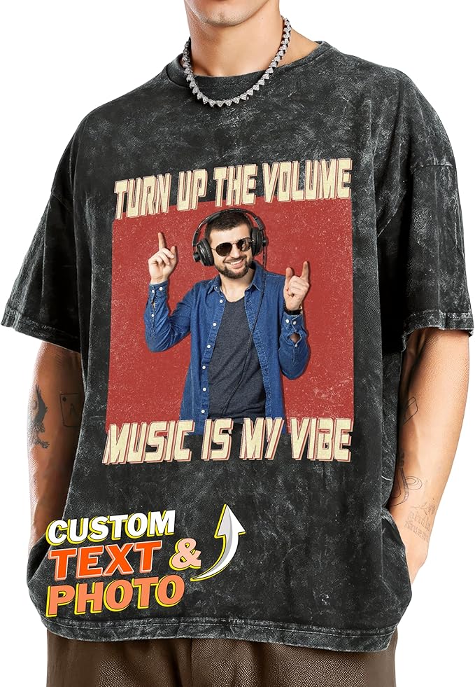 Tehg & Tuhg Custom T Shirts with Picture, Vintage Bootleg Rap Tee, Boyfriend Girlfriend, Unique Gift for Birthday Anniversary