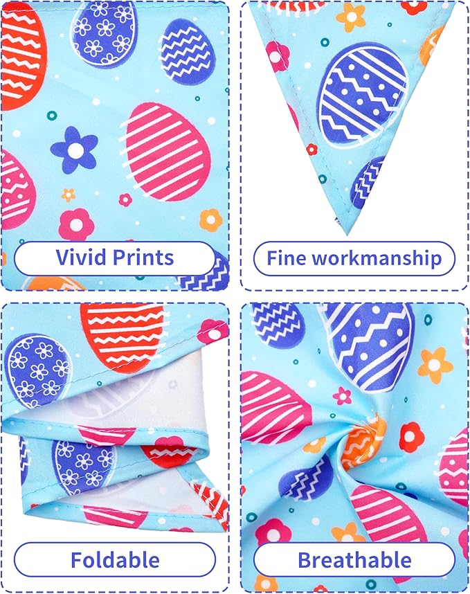 PET SHOW 50 Pack Easter Dog Bandanas Bulk for Extra Large XL Dogs Washable Adjustable Pet Scarf Triangle Bibs for Dogs Green Yellow Purple Decorative Grooming Accessories