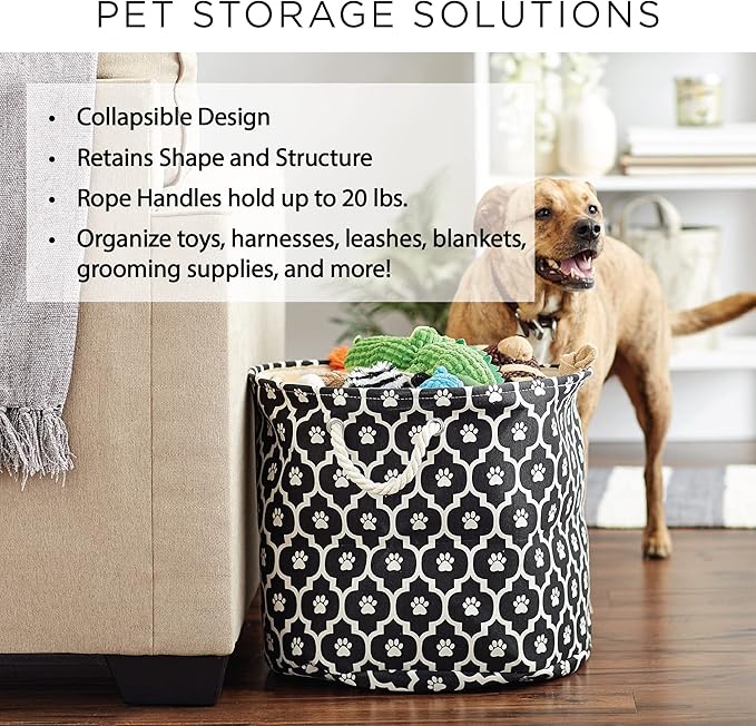 Bone Dry 6192 Pet Storage Collection Lattice Paw Print, Medium Round, Rose