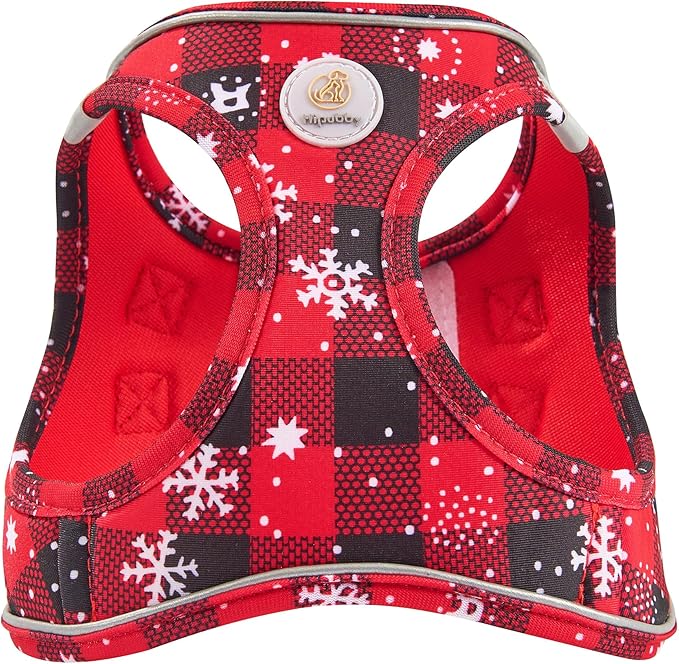 Hipubby Christmas Dog Harness and Leash Set, No Pull Soft Mesh Puppy Harness for Small Medium Dogs, Cats - Step in Reflective Vest Harness for Walking, Training - Christmas Red, XXS