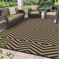 GENIMO Outdoor Rug for Patio Clearance, 6'x9' Reversible Plastic Straw Rugs, Lightweight Waterproof Modern RV Camping Mat for Camper, Balcony, Deck, Backyard, Picnic, Black Brown