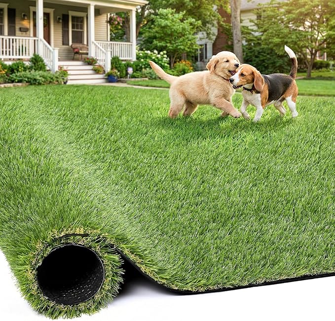 Artificial Grass Rug Indoor Outdoor, 6 x 10FT Faux Grass Turf with Drainage Holes, Realistic Artificial Lawn Rug Dog Pets Mat, Turf Carpet for Garden Lawn Landscape Balcony Patio Backyard Easter Decor