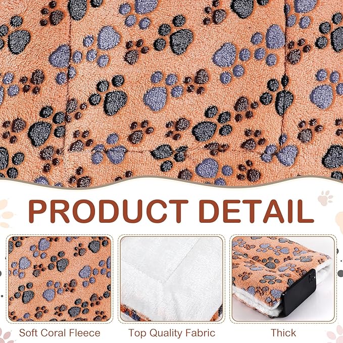 Tuanse 4 Pack Ultra Soft Dog Cat Bed Mat Small Animal Guinea Pig Bed with Cute Print Reversible Fleece Dog Crate Kennel Pad Cozy Washable Thickened Hamster Pet Beds Mat(30 x 22 Inches,Vivid Color)