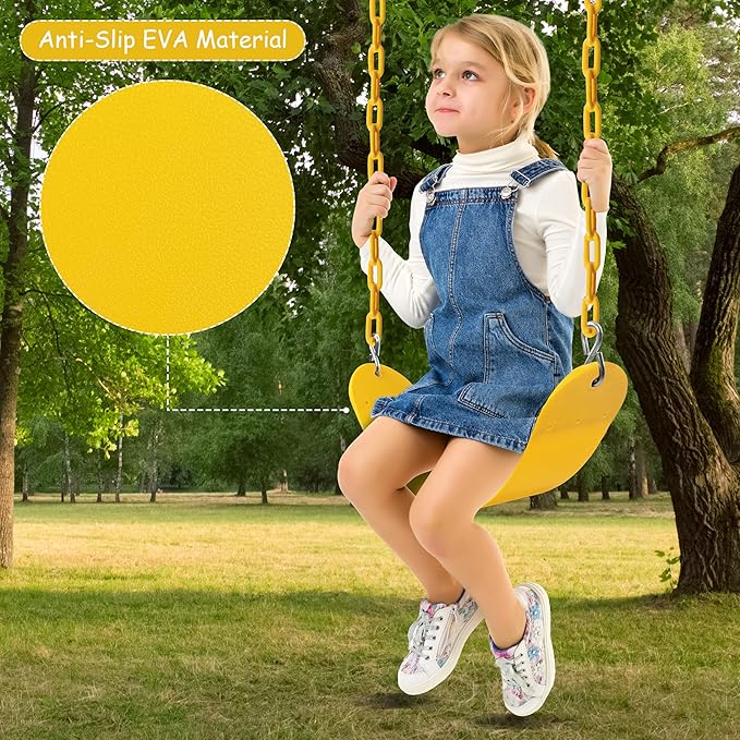 Sunnyglade 8PCS Swings Seats Heavy Duty with 66" Chain, Playground Swing Set Accessories Replacement with Snap Hooks, Support 250lb (8, Yellow)