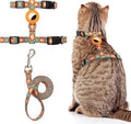 Cat Harness and Leash Escape Proof for Walking Travel Outdoor - Soft Nylon Adjustable Cute Cat Harness Leash Set with Airtag Holder for Small Large Cats