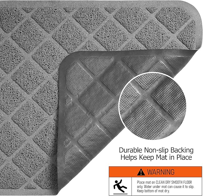 Cat Litter Mat Litter Trapping Mat, 24" x 17" Premium Durable PVC Grid Mesh with Scatter Control, Non-slip, Less Waste Cat Litter Box Mat, Soft on Kitty’s Paws, Urine Waterproof