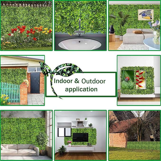 Artificial Plant Wall Roll: 40X120 in (33.5 sqft) UV-Anti Ivy Privacy Fence Screen Faux Greenery Panels Backdrop Boxwood Ivy Vine Leaf Hedge Fence for Indoor Outdoor Green Decor