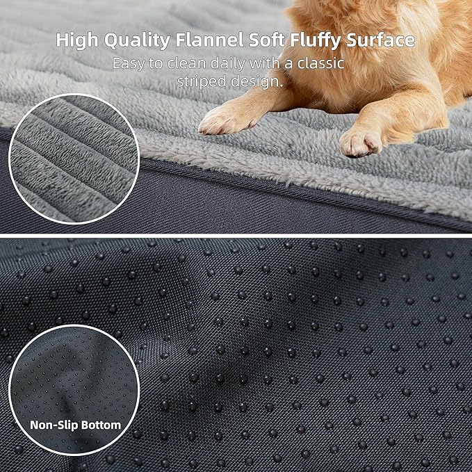 Small Dog Bed Sized Dogs, Orthopedic Flannel Pet Bed with Removable Washable Cover, Waterproof Indestructible Puppy Dog Cot Bed with Anti-Slip Bottom, Egg Crate Memory Foam Pad, 23.0"x17.0"x3.0", Grey