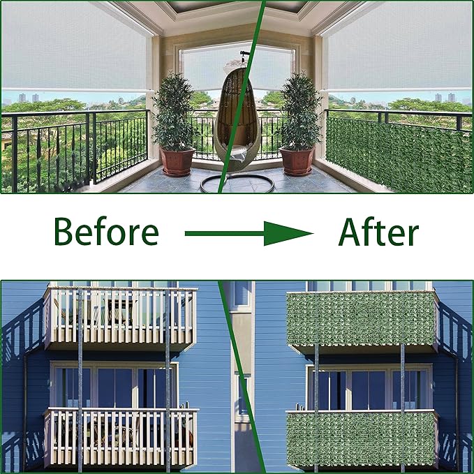 Artificial Fence Privacy Screen: 5FT x 50FT UV-Anti Faux Greenery Backdrop Ivy Chain Link Shades Panels for Patio, Balcony, Garden,Deck,Backyard Indoor Outdoor Green Wall Decor