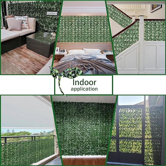 Artificial Fence Privacy Screen: 6FT x 20FT UV-Anti Faux Greenery Backdrop Ivy Chain Link Shades Panels for Patio, Balcony, Garden,Deck,Backyard Indoor Outdoor Green Wall Decor
